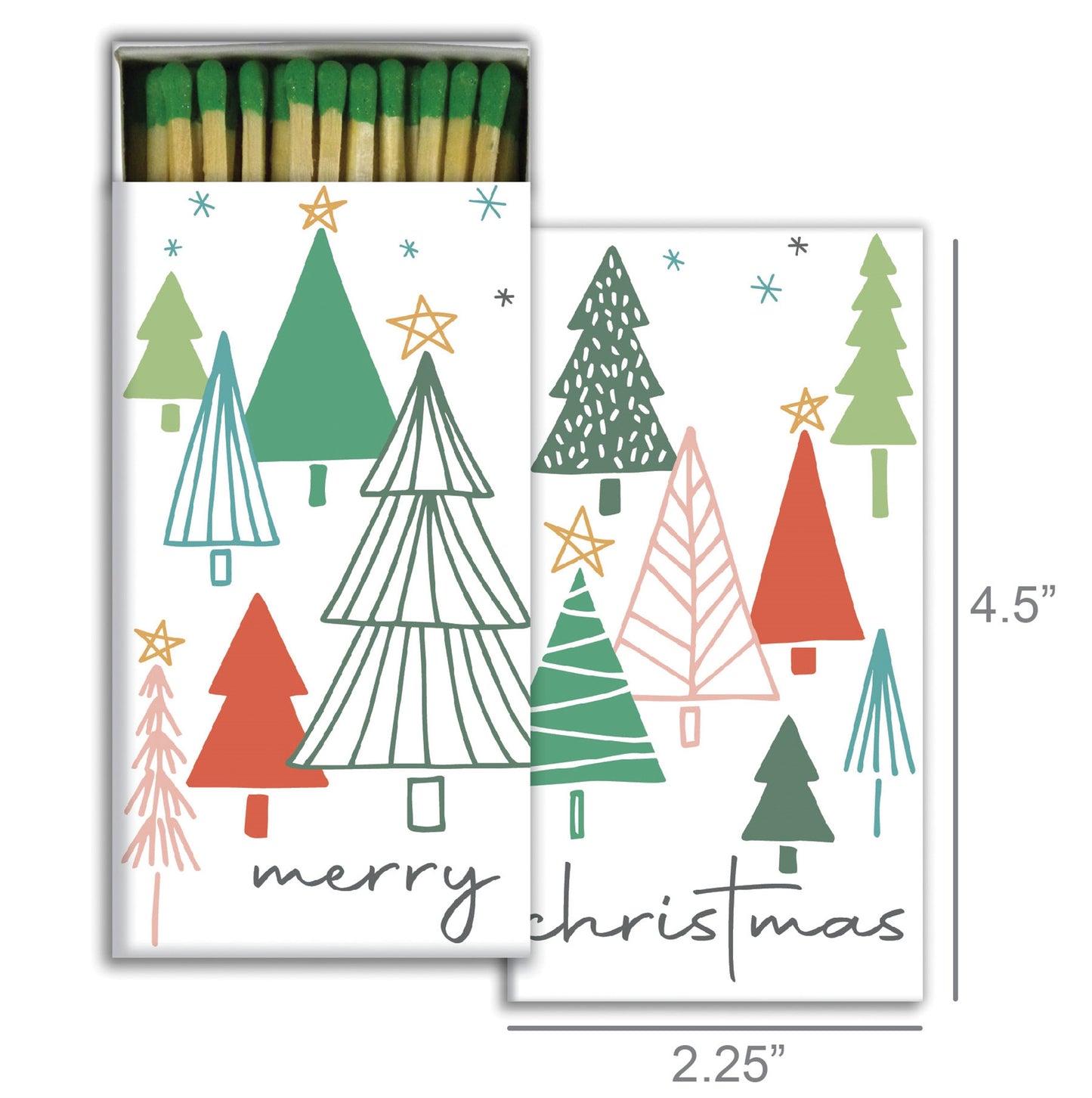 Decorative Matchbox - Christmas Tree Illustrations