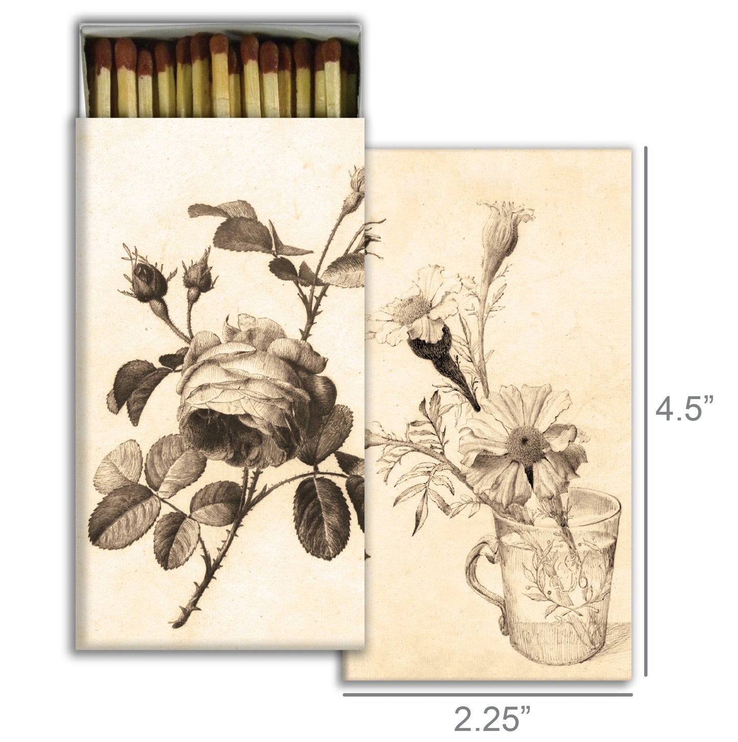 Decorative Matchbox - Sepia Floral