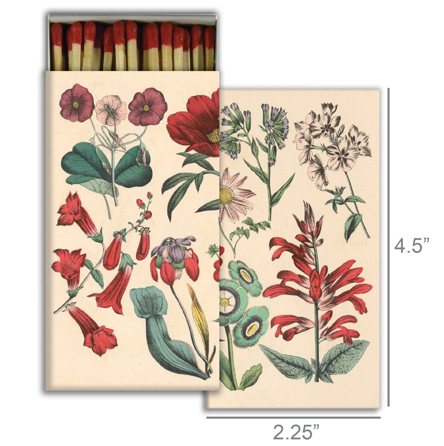 Decorative Matchbox - Red Wildflowers