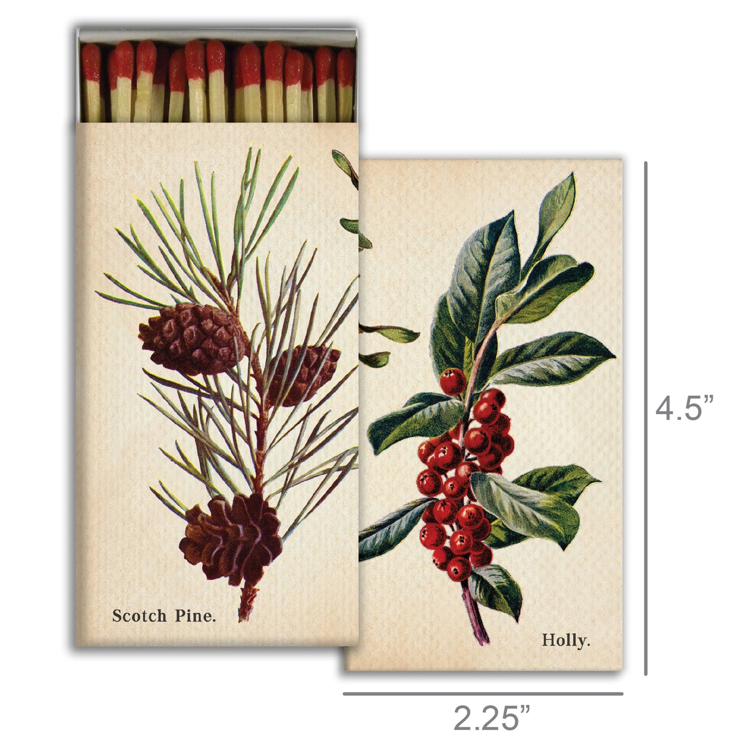 Decorative Matchbox - Pine, Holly, Mistletoe