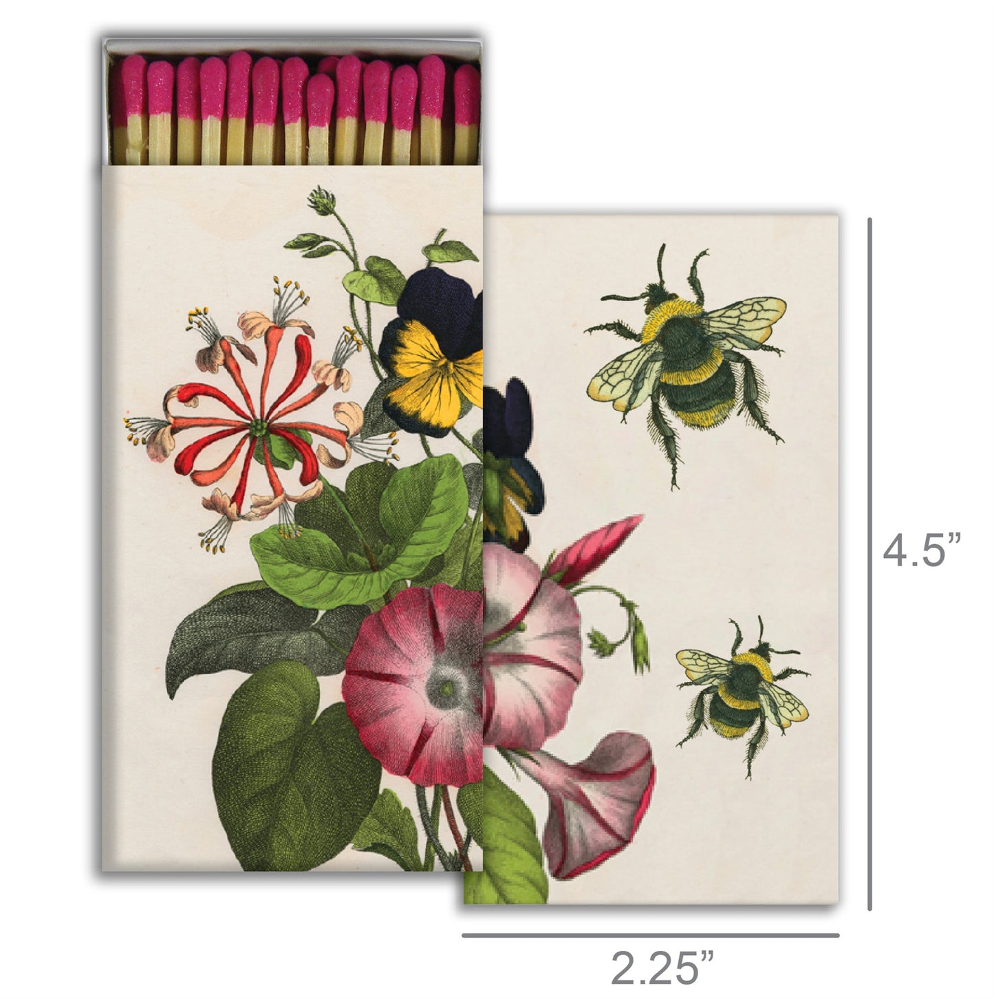 Decorative Matchbox - Bees, Morning Glory, Honeysuckle