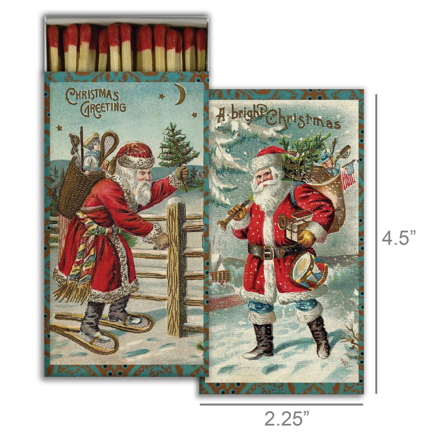 Decorative Matchbox - Vintage Santas