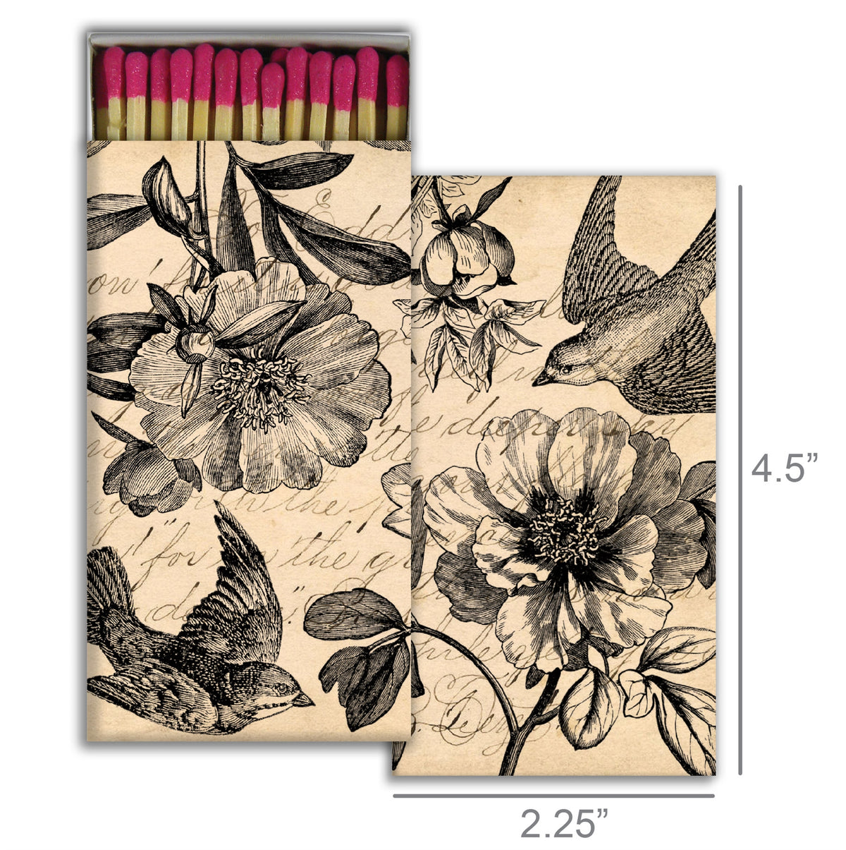 Decorative Matchbox - Scratchboard Peony