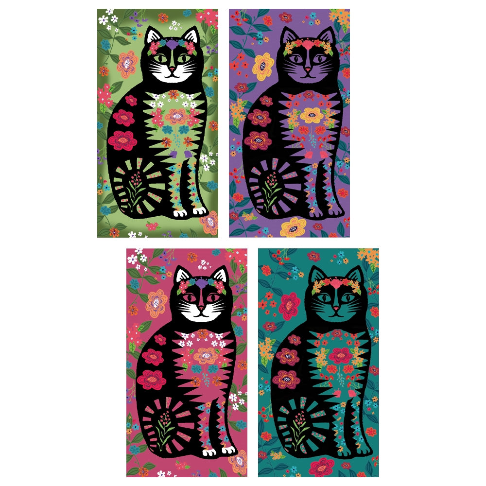 Decorative Matchbox - Flower Power Cat - Green