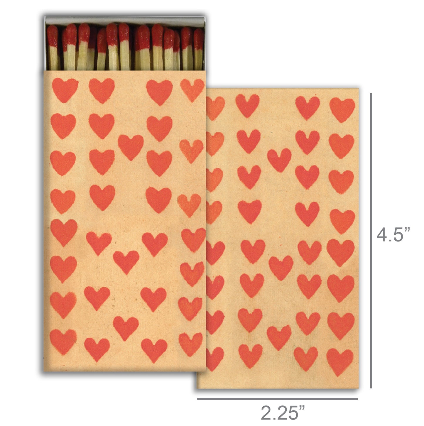 Decorative Matchbox - Heart Rows