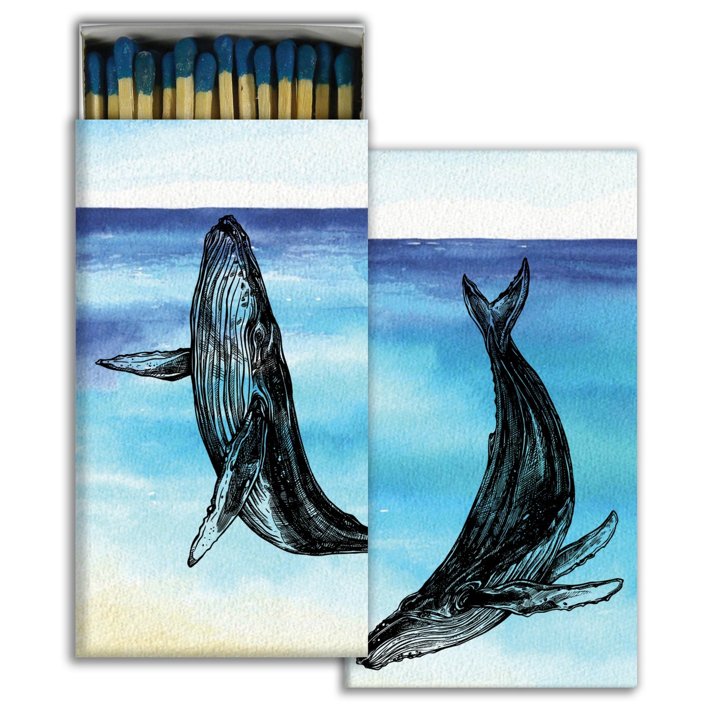 Decorative Matchbox - Diving Whales