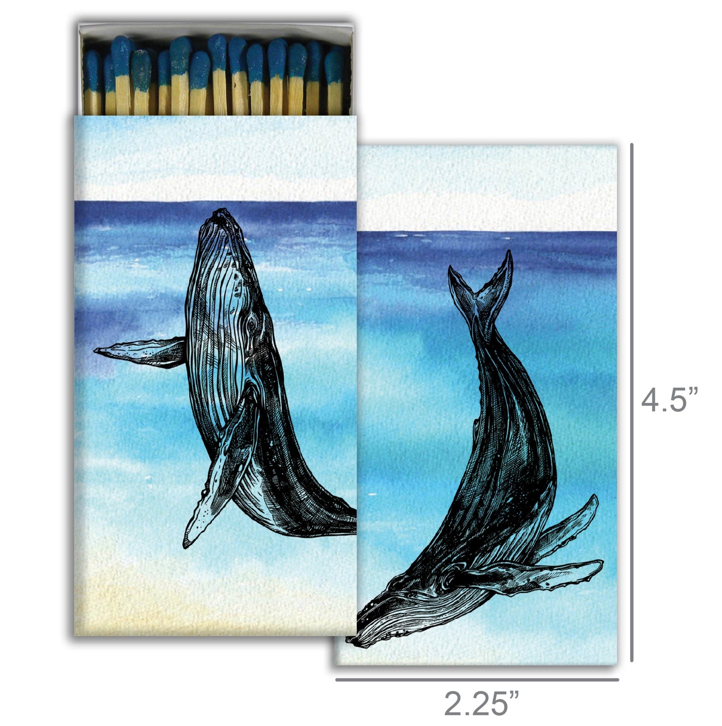 Decorative Matchbox - Diving Whales