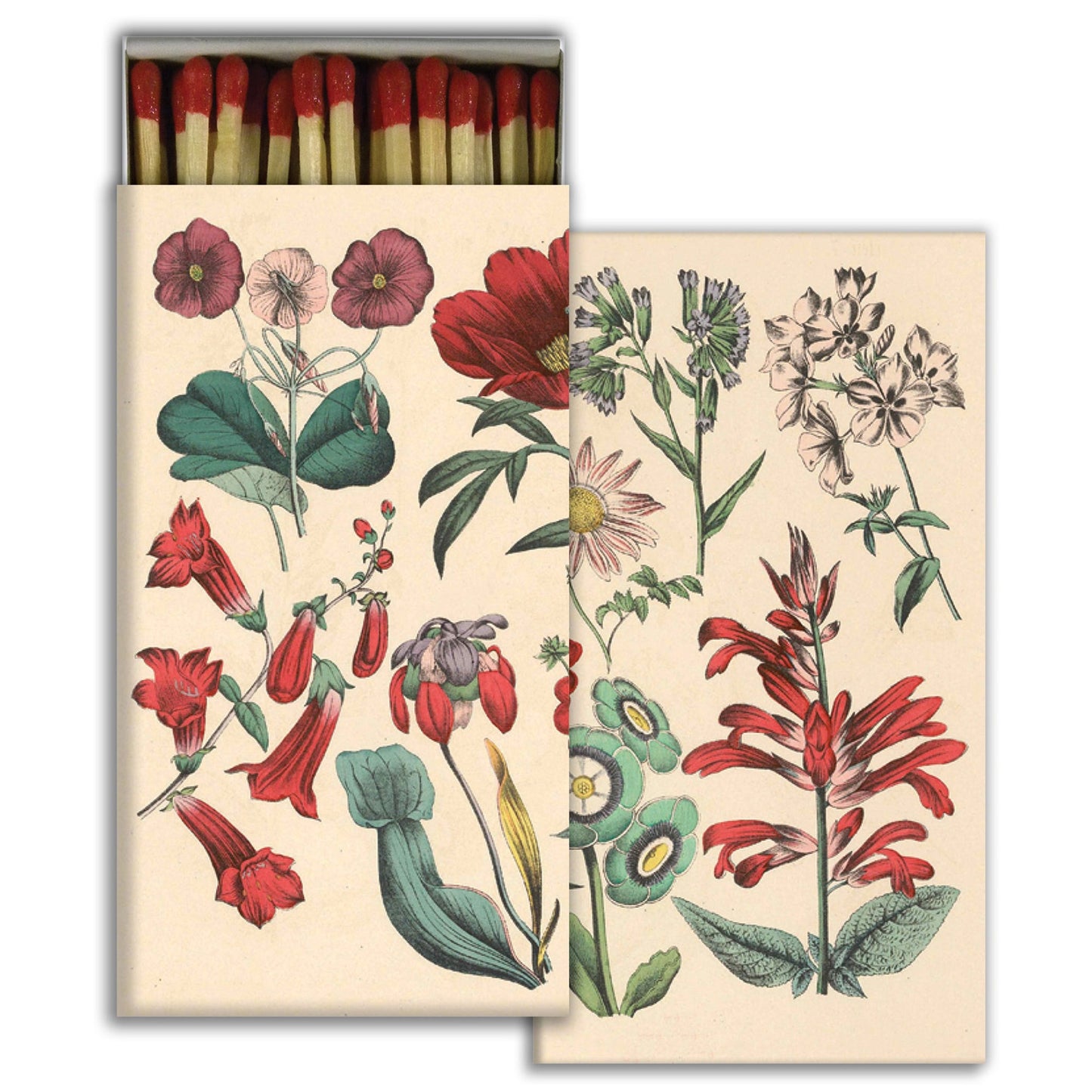 Decorative Matchbox - Red Wildflowers