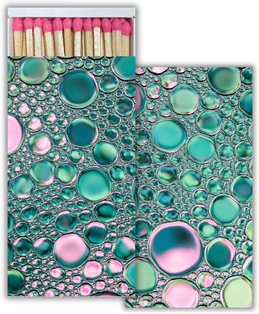 Decorative Matchbox - Pink and Green Bubbles