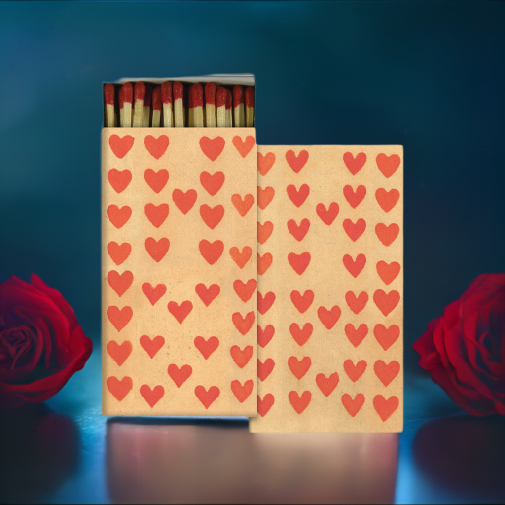 Decorative Matchbox - Heart Rows
