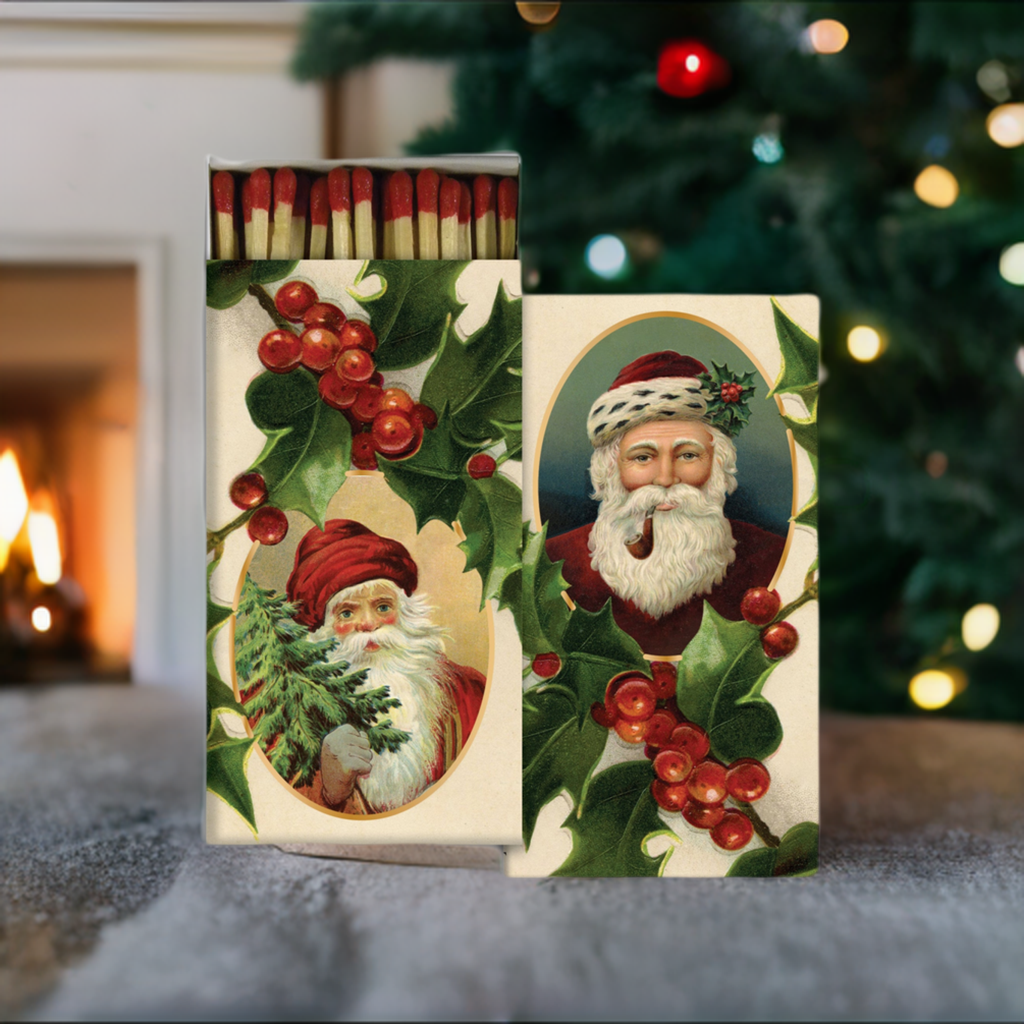 Decorative Matchbox - Santas and Holly