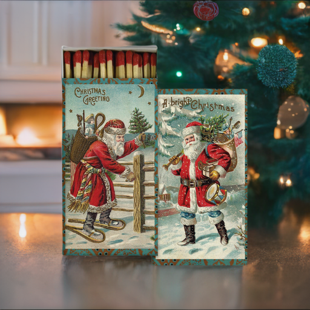 Decorative Matchbox - Vintage Santas