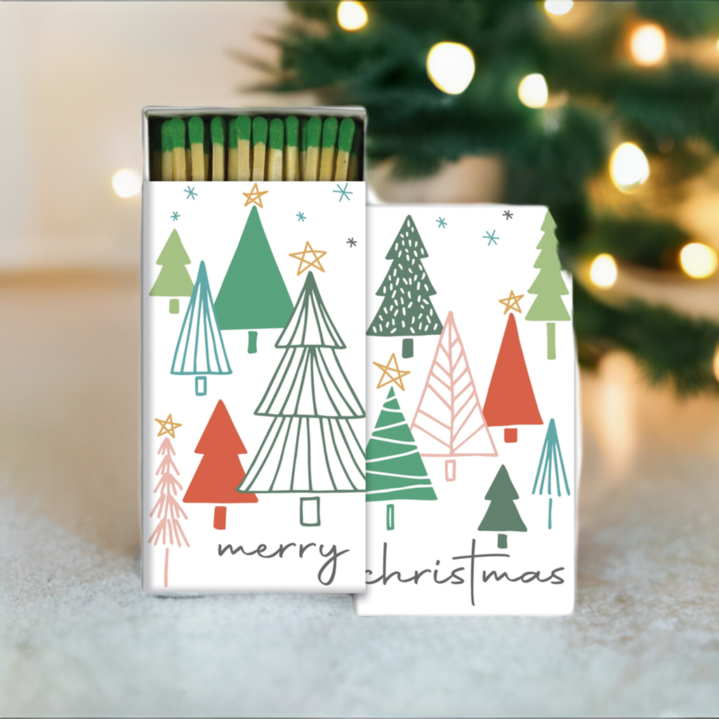 Decorative Matchbox - Christmas Tree Illustrations