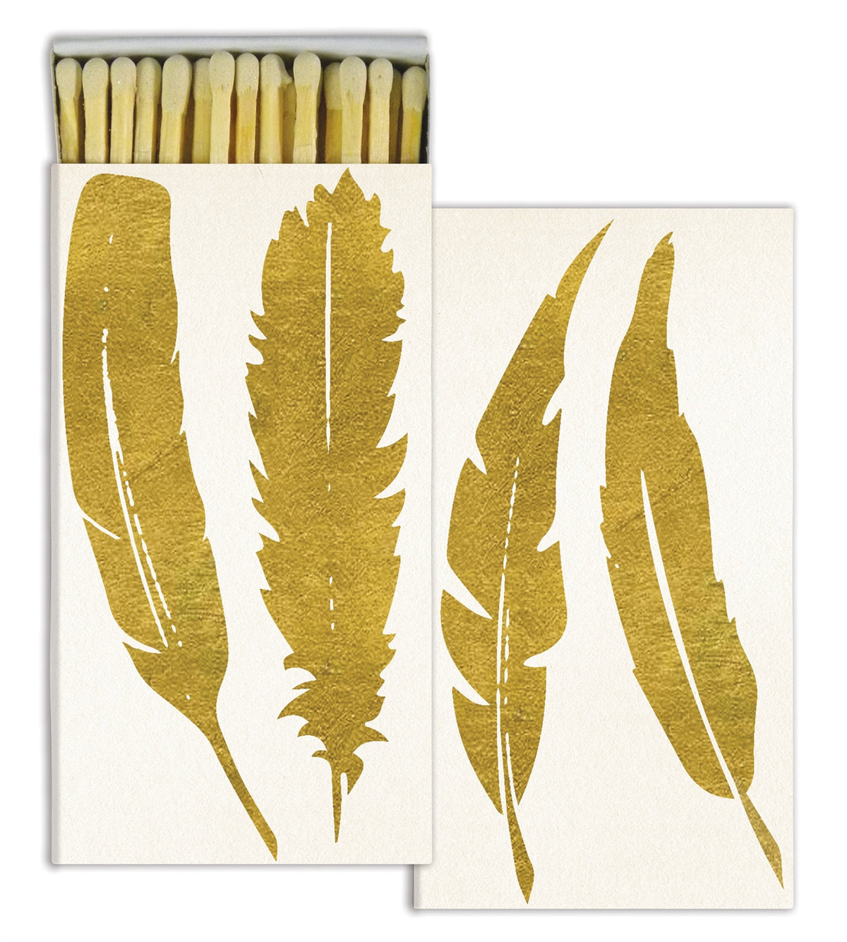 Decorative Matchbox - Gold Feathers