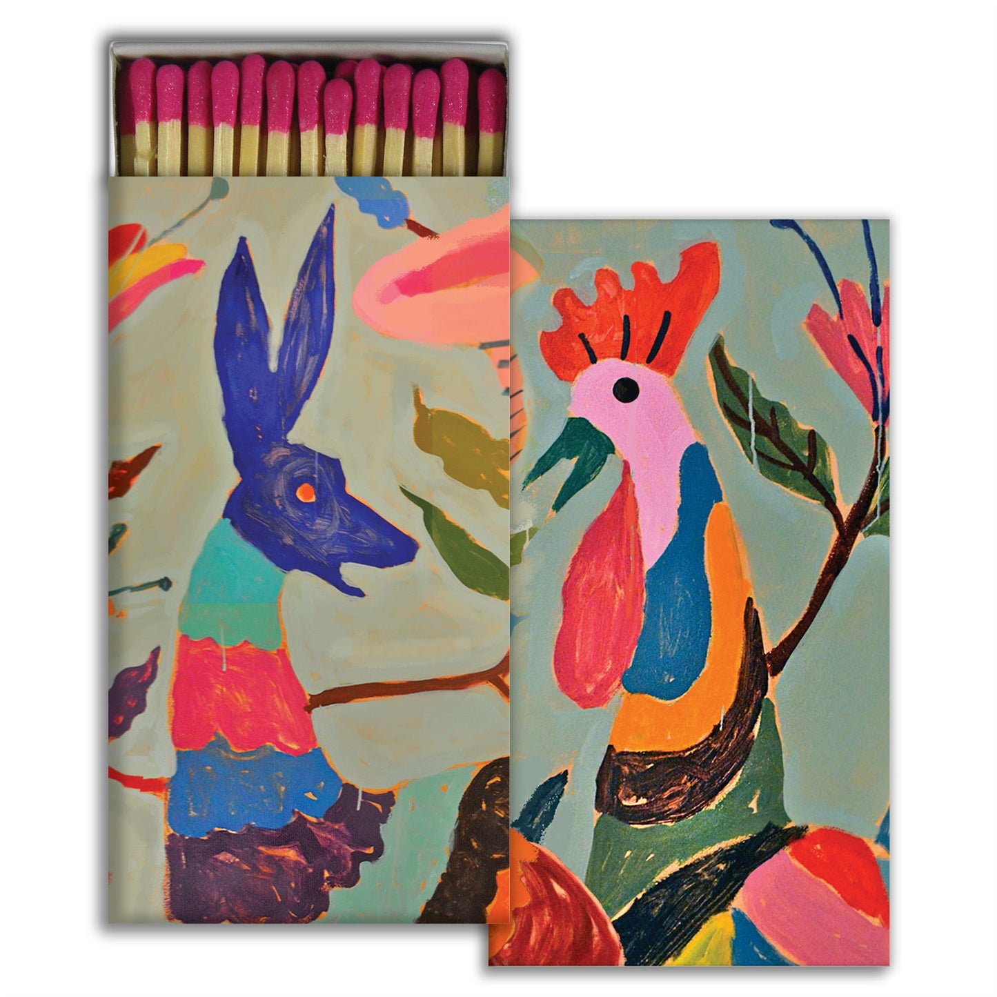 Decorative Matchbox - Rooster and Deer
