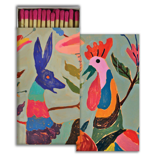 Decorative Matchbox - Rooster and Deer