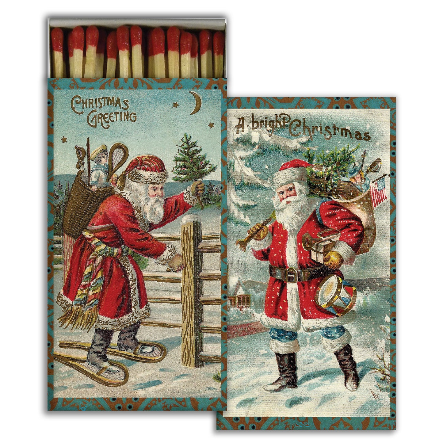 Decorative Matchbox - Vintage Santas