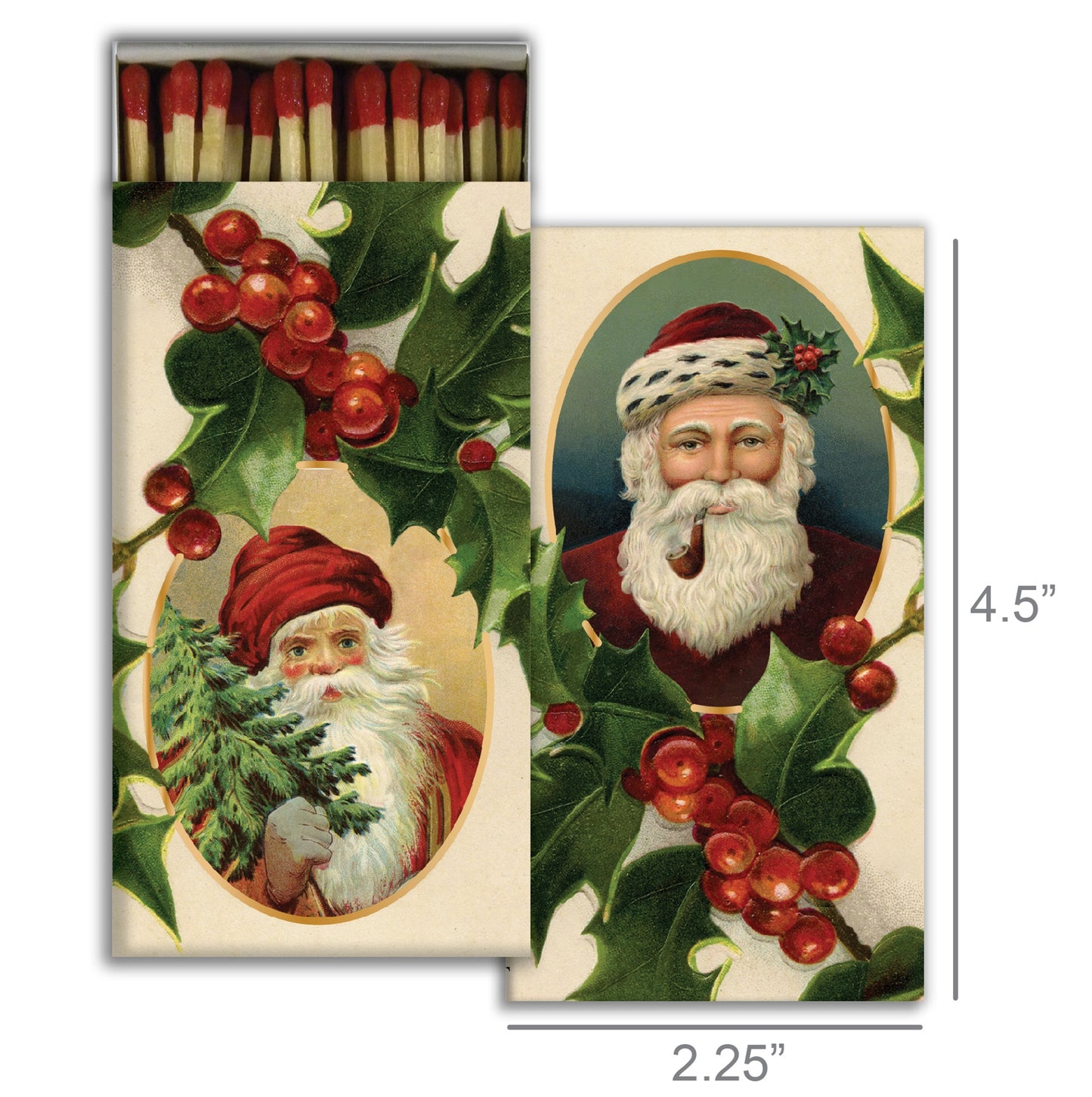 Decorative Matchbox - Santas and Holly