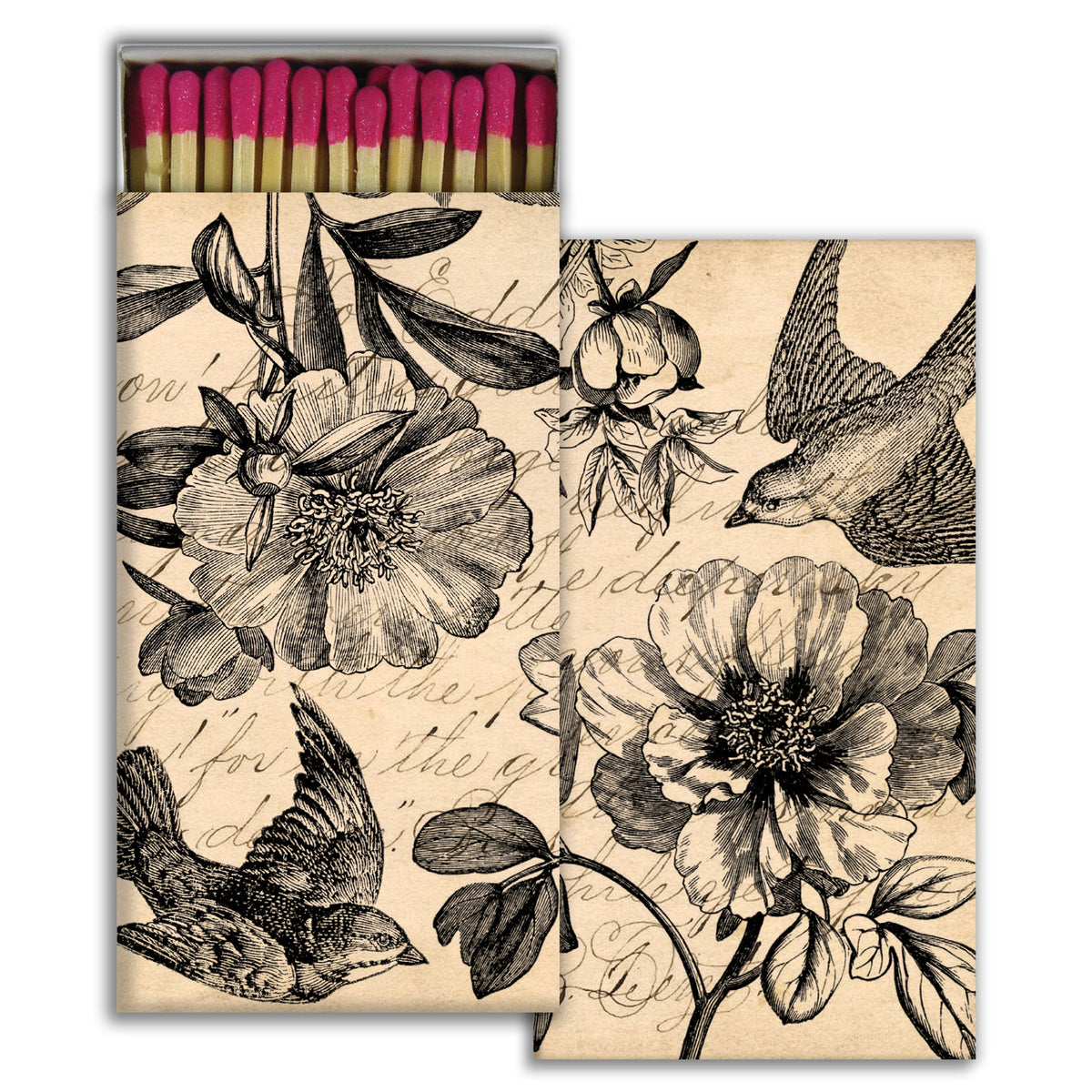 Decorative Matchbox - Scratchboard Peony