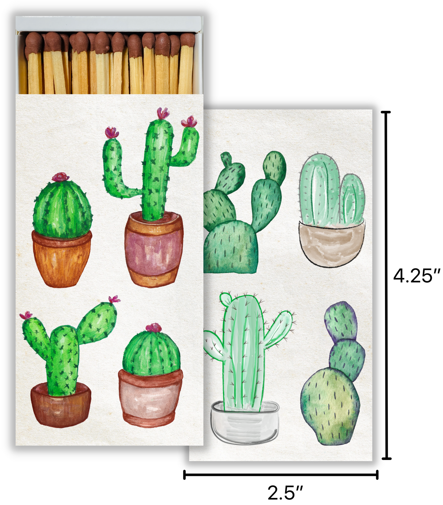 Decorative Matchbox - Watercolor Cacti