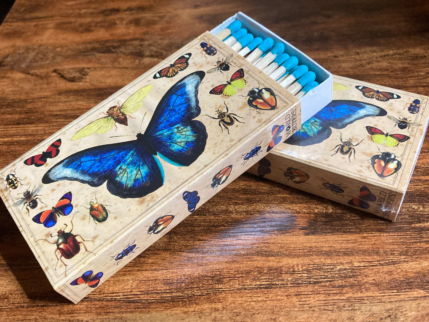 Decorative Matchbox - Blue Butterfly Insects
