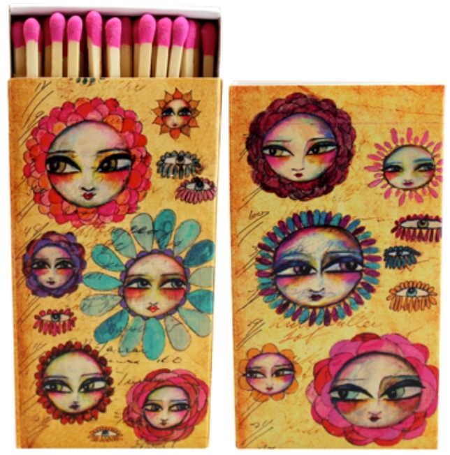 Decorative Matchbox - Flower Faces